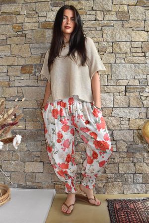 Daughter Of Ibiza Cabbage Rose Bloomer Pant Scarlet